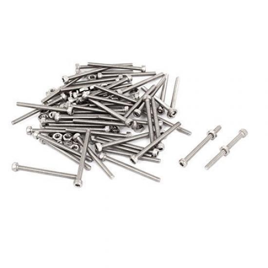Buy M2.5 X 30mm Hex Socket Knurled Head Cap Screws Bolts Nuts Pack of 50 Pcs at affordable