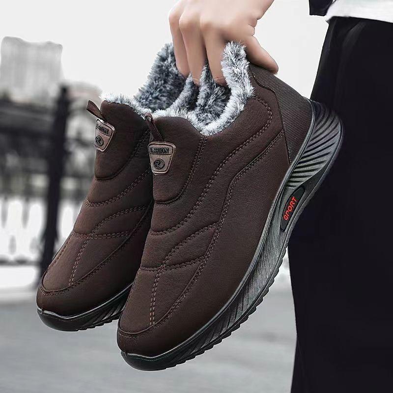 Fashion Winter Cotton Shoes for Men, Fashionable and Plush Warm Casual Shoes, Anti Slip and Comfortable,lightweight Outdoor Sports Shoes