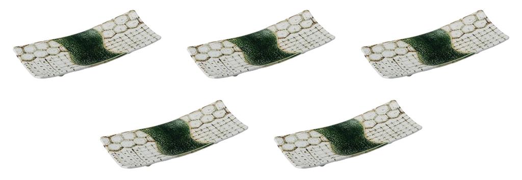 Set of 5 Rusty Yakitori Plates X 12 X Medium Rectangular Plates by Setomonohonpo Tortoiseshell-Shaped [29 2.5 Cm]