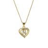 A-Z English Letter Initial Necklace 18K Gold Plated  Necklace Micro Setting Zircon Heart Necklace for Women