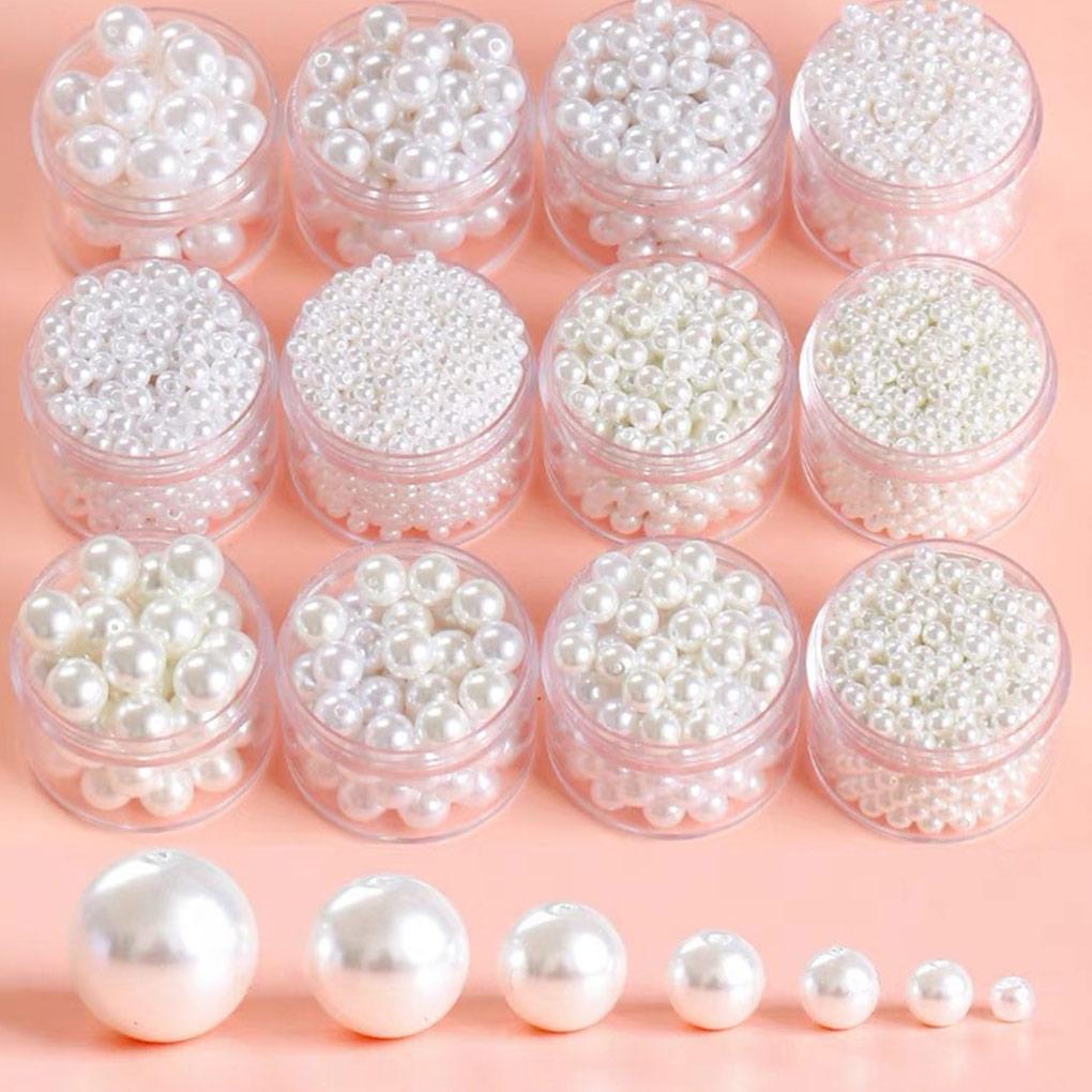 50Pcs Artificial Pearl Round Durable Imitation Pearls Loose White Beads Necklace Garment Costume Materials DIY