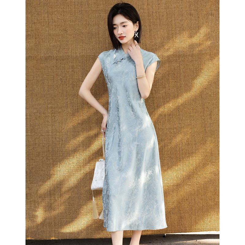 Demana New Chinese Style Stand Collar Jacquard Dress