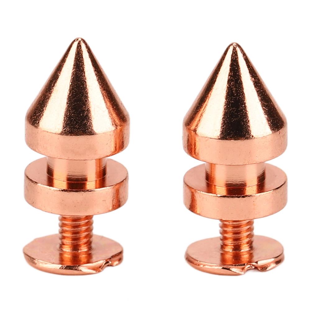 100 Sets Spiked Cone Spike Stud Rose Gold High Hardness Screw Back Studs Spikes Kit for DIY