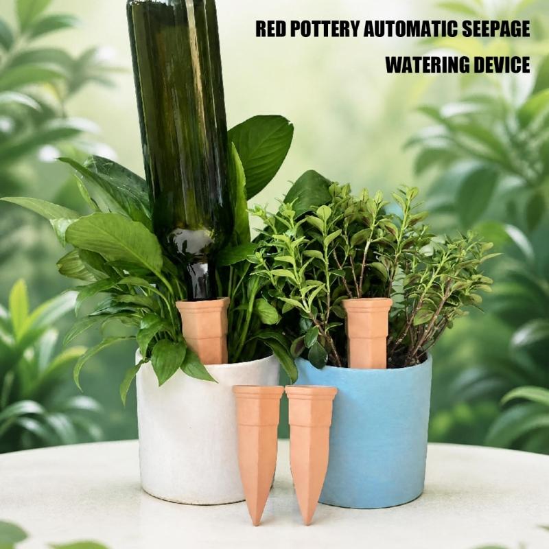 Watering Spikes for Indoor Pots, Set of 4 Porous Ceramic Irrigation Stakes, Tapered Watering Support for Window Pots and Balcony Containers