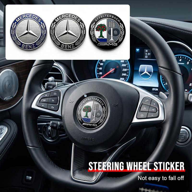 CRY1 ABS Car Styling Steering Wheel Center Emblem Badge Sticker For Mercedes Benz C260 C200 C180 GLA/E/C Class E43 E260 E300 E320