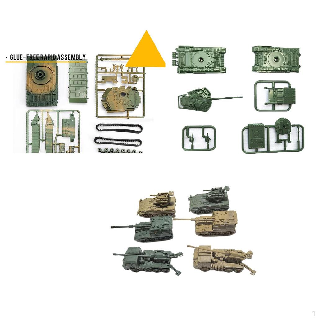 6 Pieces of Miniature Tanks DIY Assembly at a 1:144 Ratio for Boys and Girls