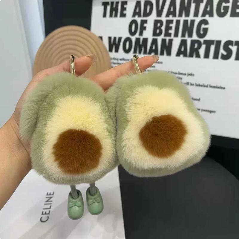 Bunny Avocado Potato Plush keychain Imitation Mink Rex Rabbit Hair Key Bag Plush Pendant Hairball Small Gift
