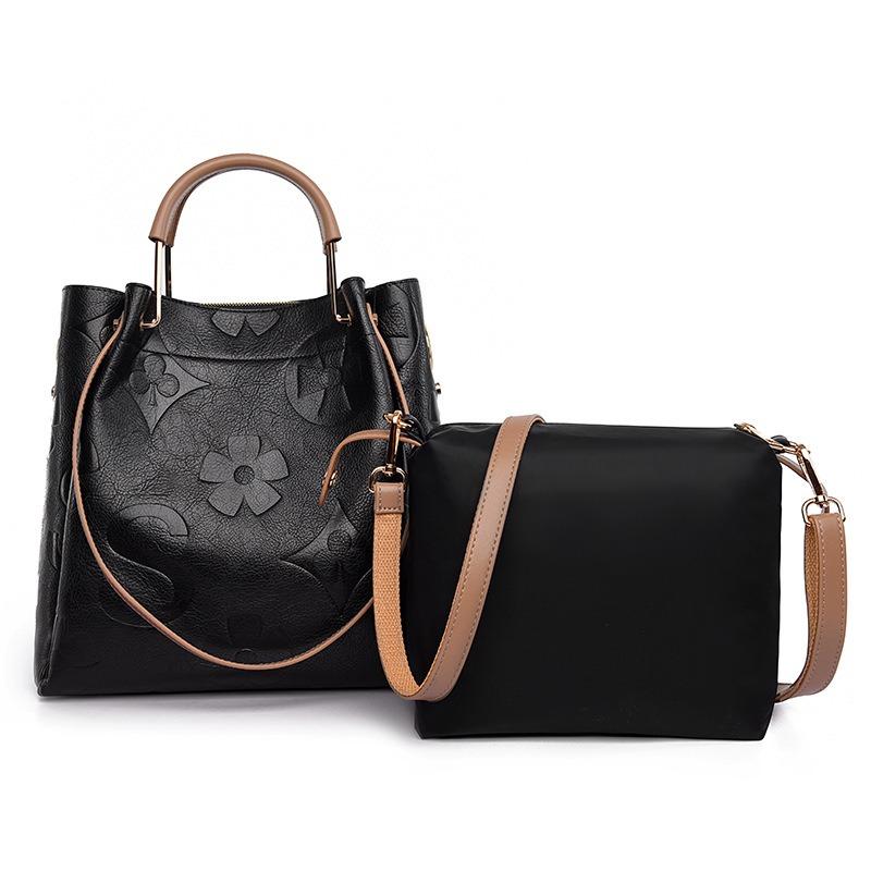 Handbag New Bag Women's High-end Sense Large-capacity Bucket Bag Fashion Embossed Child and Mother Tote Bag