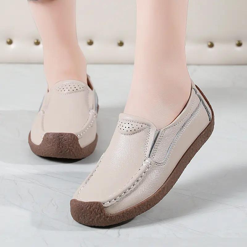 Leather Womens Casual Shoes Leisure Sneakers Women Luxury Brand Slip on Loafers Female Soft Moccasins Zapatos De Mujer
