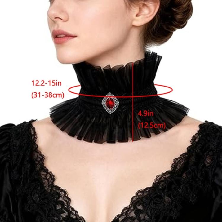 Elegant Lace Ruffle Collar Victorian Stand Collar Decorative Neckwear for Women Party Outfit Masquerades Party Props