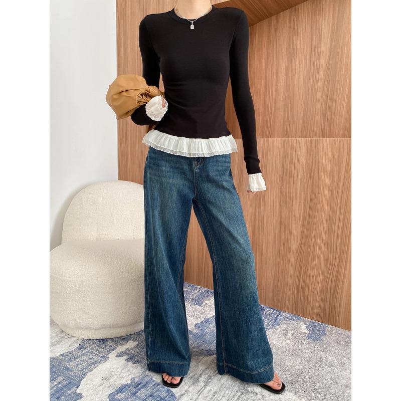 

Футболка Sinan Early Spring Slim Fit с открытыми плечами и принтом листьев лотоса SN7024 Large чёрный