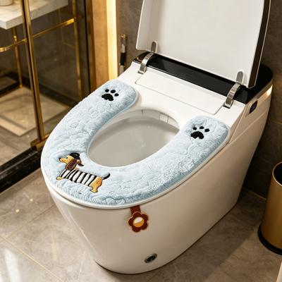 Toilet Seat Upgraded Zipper Design Easy Installation Waterproof Plush Fabric Soft Animal Patterns Elastic Fit Toilet Seat Cover