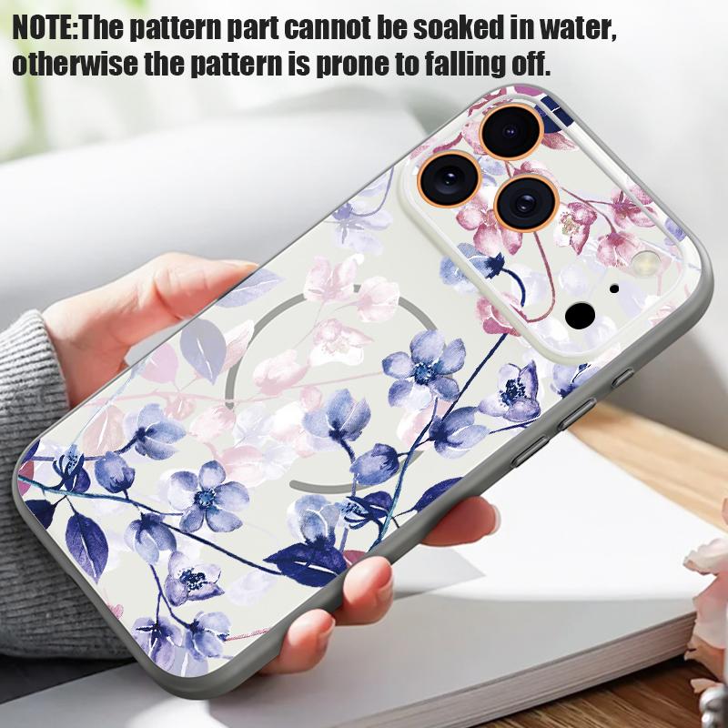 Flowers Leaves Print Case For iPhone 17 18 Pro Max Magnetic For Magsafe Hybrid Matte Cover For iPhone 16 15 14 13 Pro Max