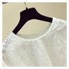 Summer Shirts Hook Flower Short Sleeve Lace Shirt White Top Women Fashion Blouse