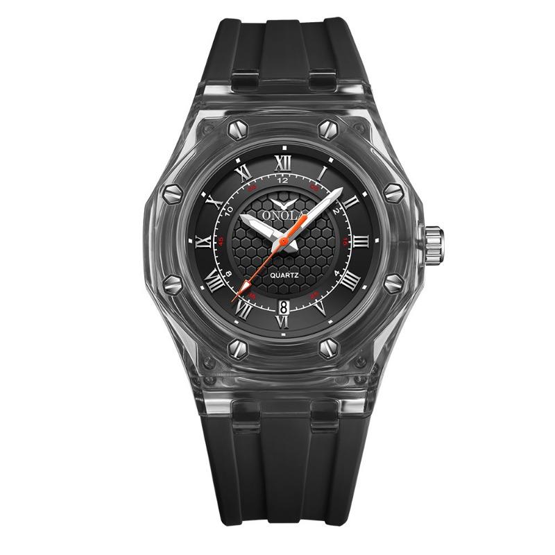 Modny zegarek dla par topowej marki, neutralny, studencki, z przezroczystą kopertą, silikonowym paskiem, wodoodporny, kwarcowy, luminescencyjny