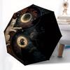Yin Yang Cats: A Mystical Nighttime Art Print Umbrella, Cute Umbrella with Cute Design, Portable 3-Fold Compact Umbrella for Men & Women, Valentine's