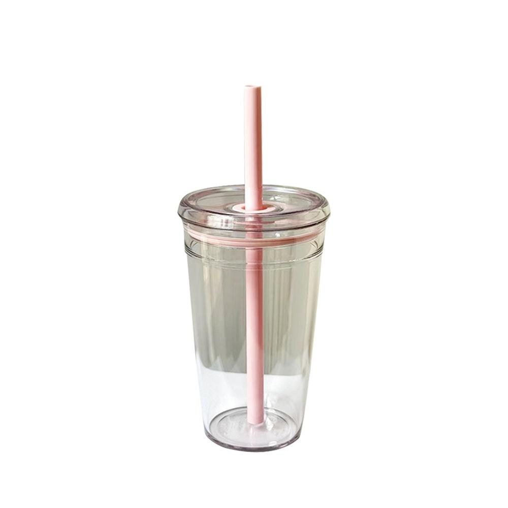 450ML Summer High-value Milk Tea Straw Plastic Cup Transparent Multi-color Thickened Coffee Cup Office Water Cup