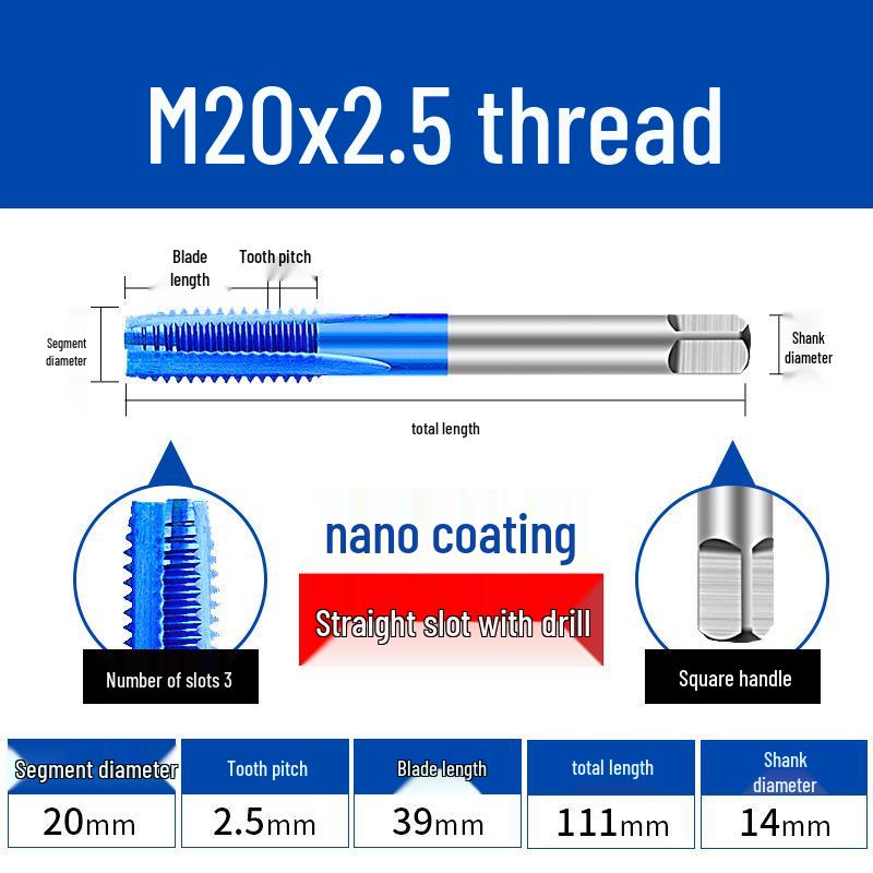 Cobalt Blue Nano-Coated Stainless Steel Spiral Tap Drill Bit Set M2-M8