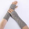 Hollowed Out Leaf Fingerless Gloves for Women's Autumn and Winter  New Mesh Warm Knitted Woolen Half Finger Arm Covers