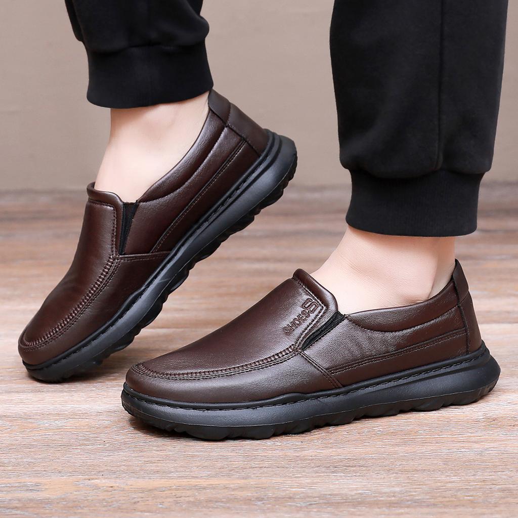 Fashion Men's PU Leather Shoes Formal Dress Loafers Large Size Casual Soft Mens Business Comfortable Non-slip Driving Shoes