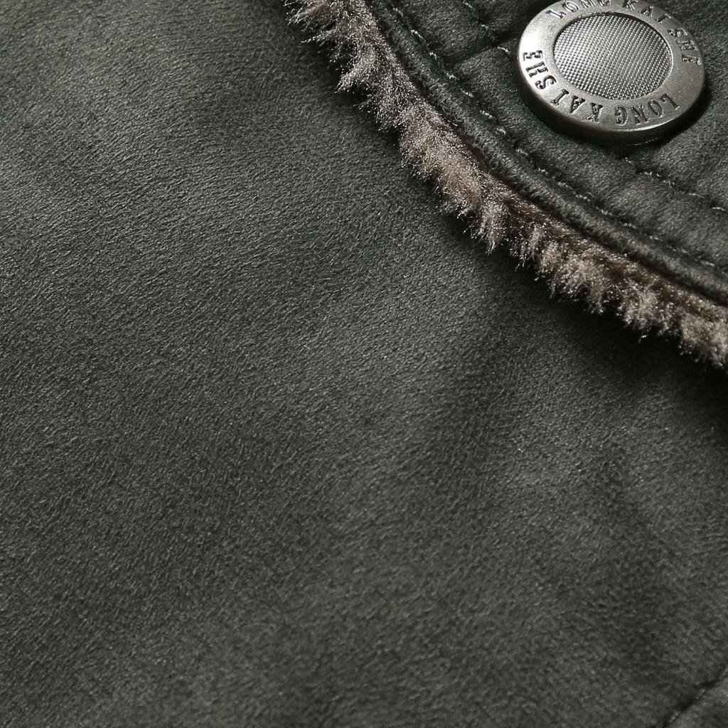 Chaqueta de una sola pieza de piel para hombre, chaqueta de solapa de terciopelo de invierno, chaqueta de terciopelo holgada, ropa para hombre