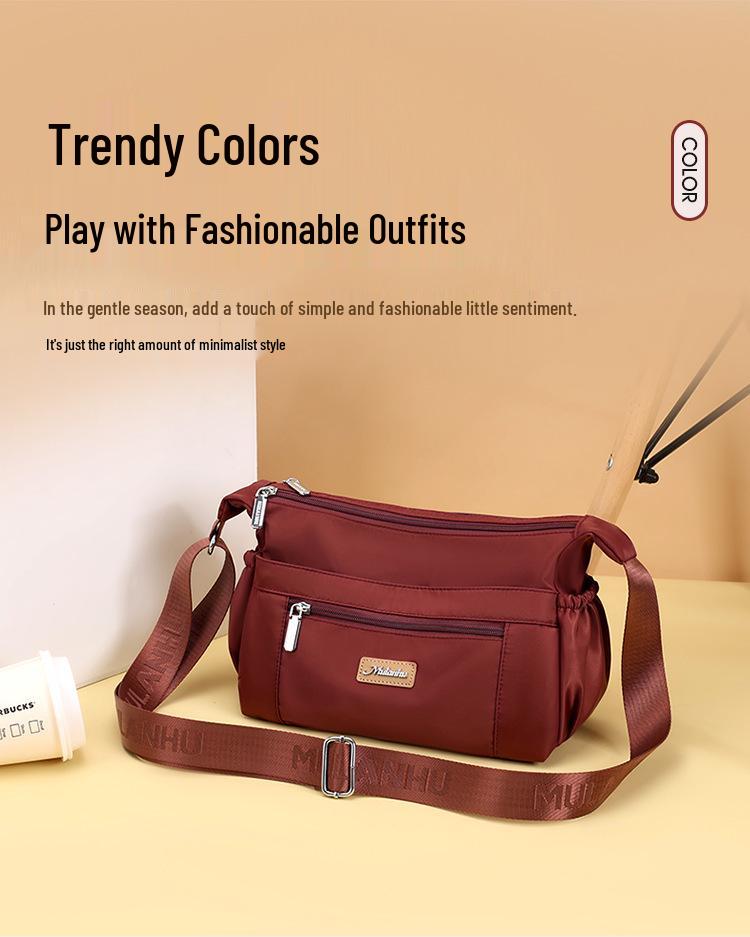 Water-Repellent Nylon Crossbody Bag for Middle-Aged Women, Large-Capacity, Multi-Layer, Versatile Casual Shoulder Bag.