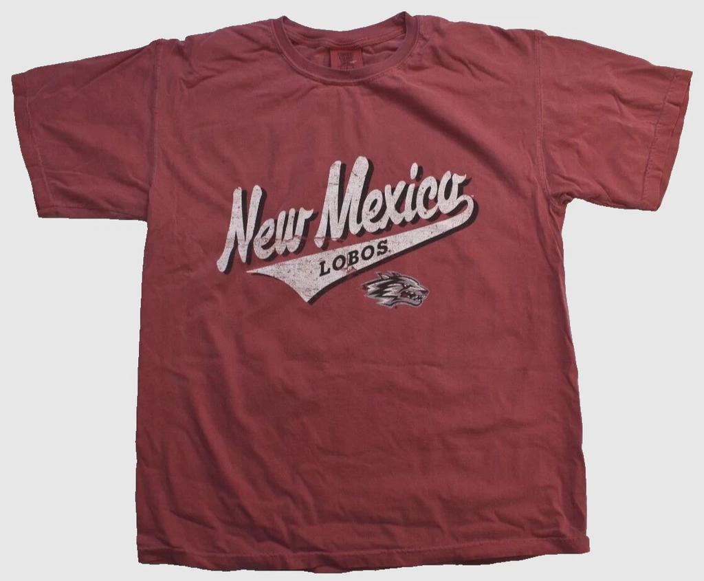 Comfort Colors Mens New Mexico Lobos Vintage Graphic Red Shirt NWT M, L