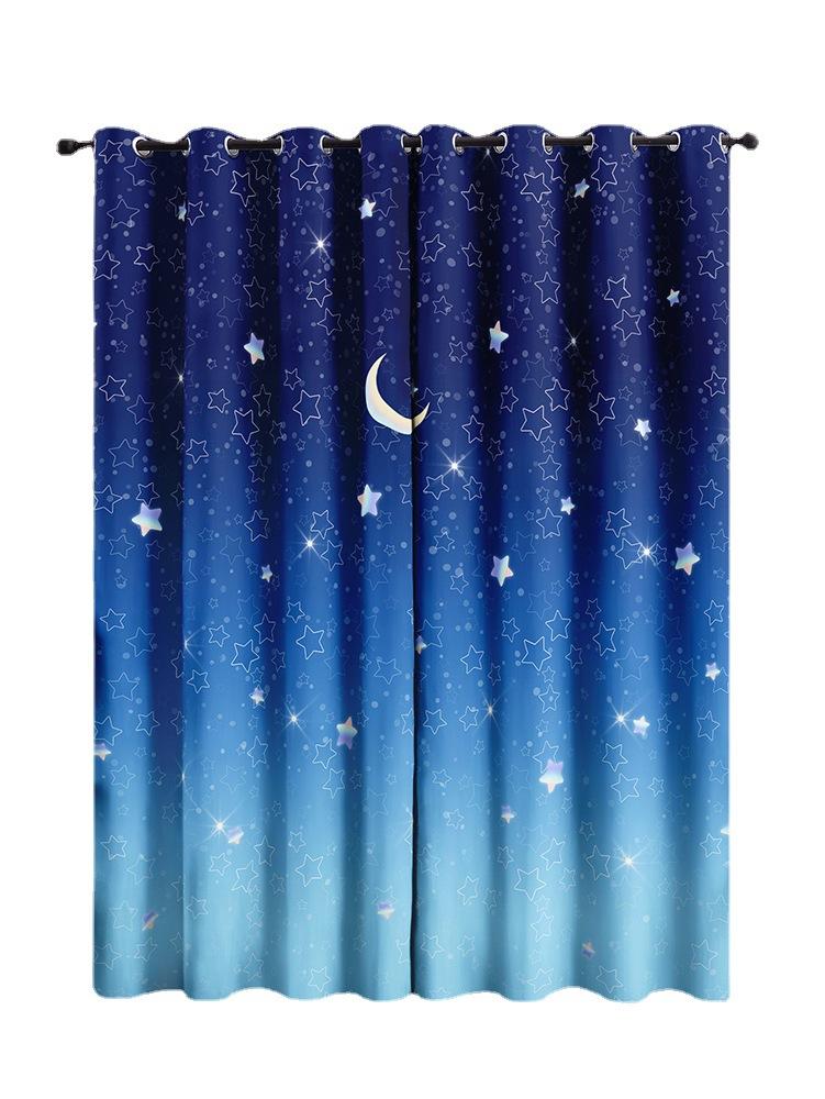 Gradual Change Landscape Chinese Curtains Sunshade Bedroom Curtains 3D Digital Printing Blackout Curtains