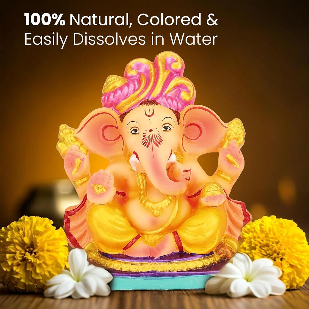 Cycle Pure Navin Klei Gekleurde Ganesha Beeldje 1 Milieuvriendelijk Handgemaakt 6 Inch Standbeeld Voor Ganesh Chaturthi Visarjan Met (2 Pak Agarbaatti Gratis)