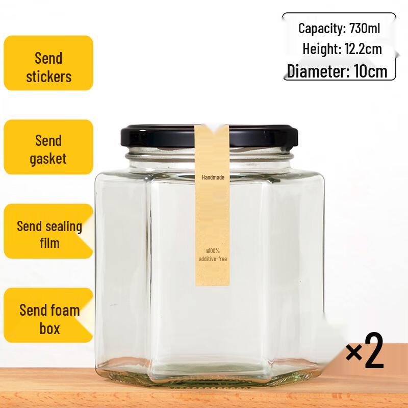 Hexagonal Glass Storage Jars with Lids