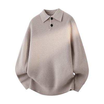 Herren einfarbiger Pullover Herbst und Winter Unterzieh-Pullover Gestrickter Revers Mode Freizeit-Oberteil