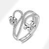 Women's Anti-Stress Adjustable Open Ring Rotating Beads Crystal Anxiety Relief Twisted Copper Spinning Ring for Stress Relief