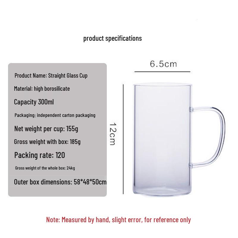 High-Temperature Resistant Glass Tea Cup with Handle - Transparent and Thickened for Juice and Milk