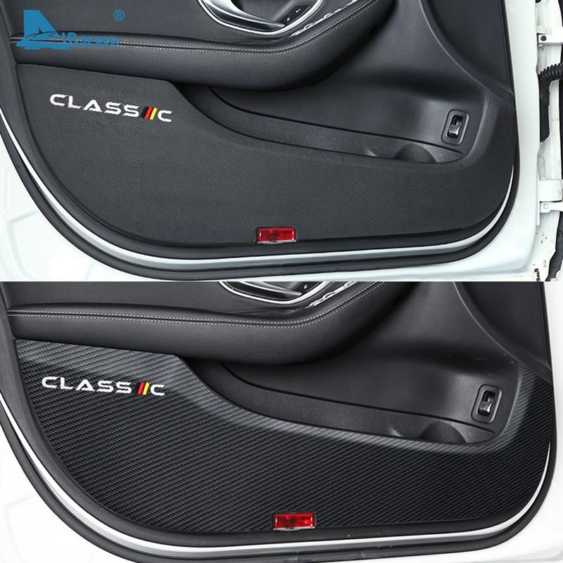 Leather Carbon Fiber Style Car Door Sticker for Mercedes Benz W213 W205 GLC X253 Anti Dirty Anti Kick Pad Protection Accessories