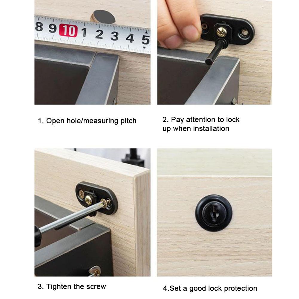 16/19mm Furniture Desk Draw Pedestal Lock Office Home Filing Cabinet Lock 2 Keys Fixed Locks Furniture Hardware Door Hasps