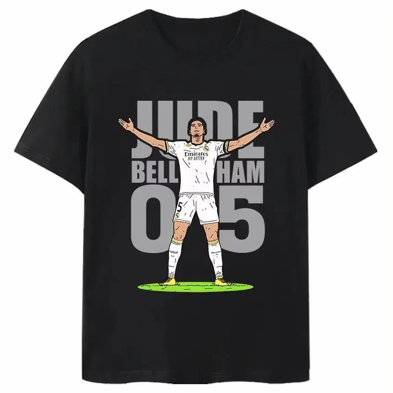 

Беллингем для фанатов «Реала» Празднование Действие Принт Логотипа Мужская Футболка с Коротким Рукавом Памятная Летняя Круглый Вырез Англия 4XL