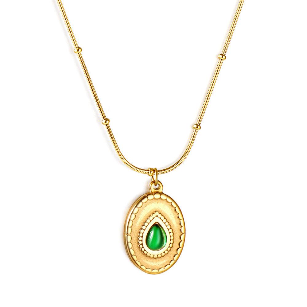 Yachan Jewelry Větrný zirkonový přívěsek Řetízek na klíční kost Dopaminový titanová ocel Pozlacený Skutečné zlato Náhrdelník Nevybledne Ženský