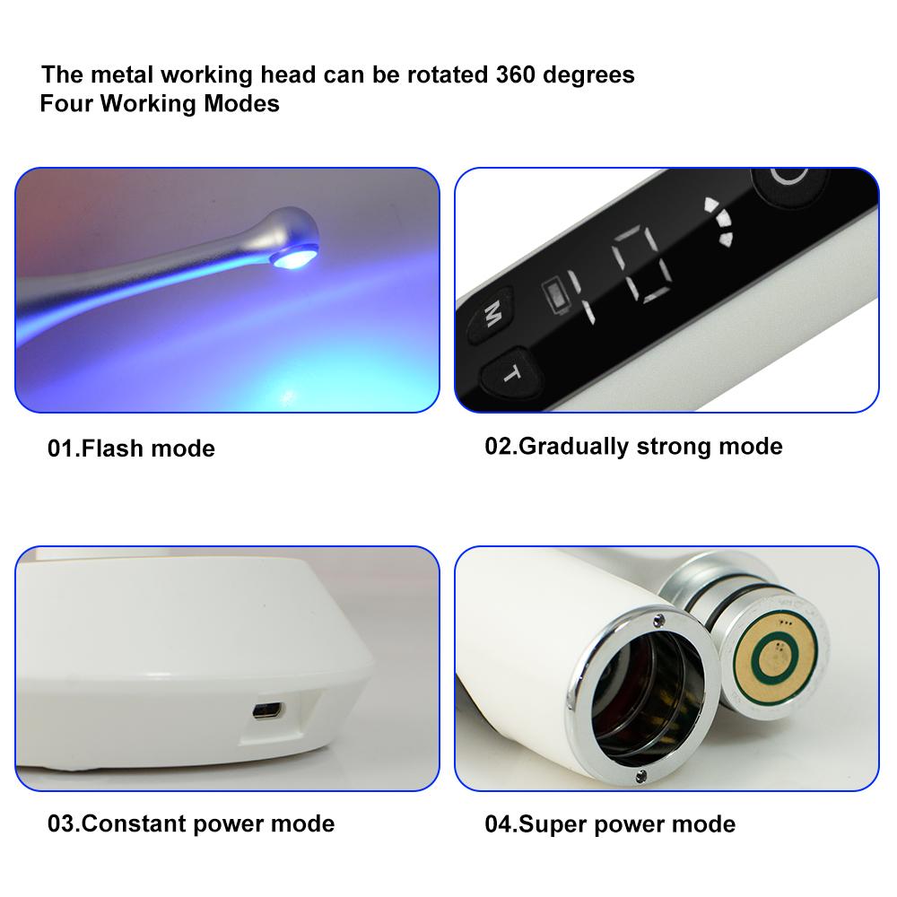 2300mw/cm2 1 Second Cure Lamp Dental Cordless Blue-violet LED Curing Light 4 Working Modes 385nm-515nm Wave Length