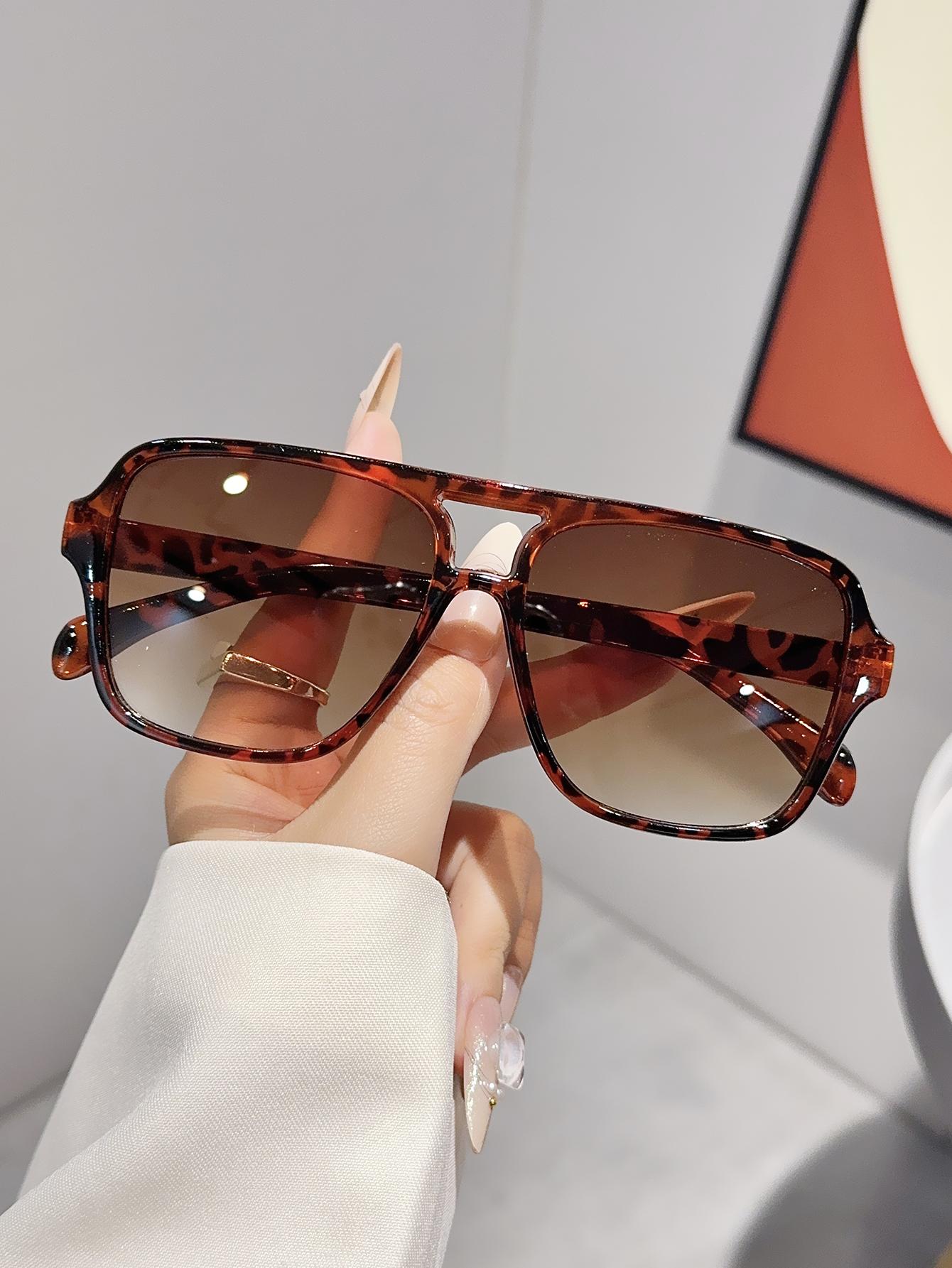 

1Pc Rectangular Tortoise Shell Frame Glasses European And American Classic Pop Frames Simple And Versatile Glasses