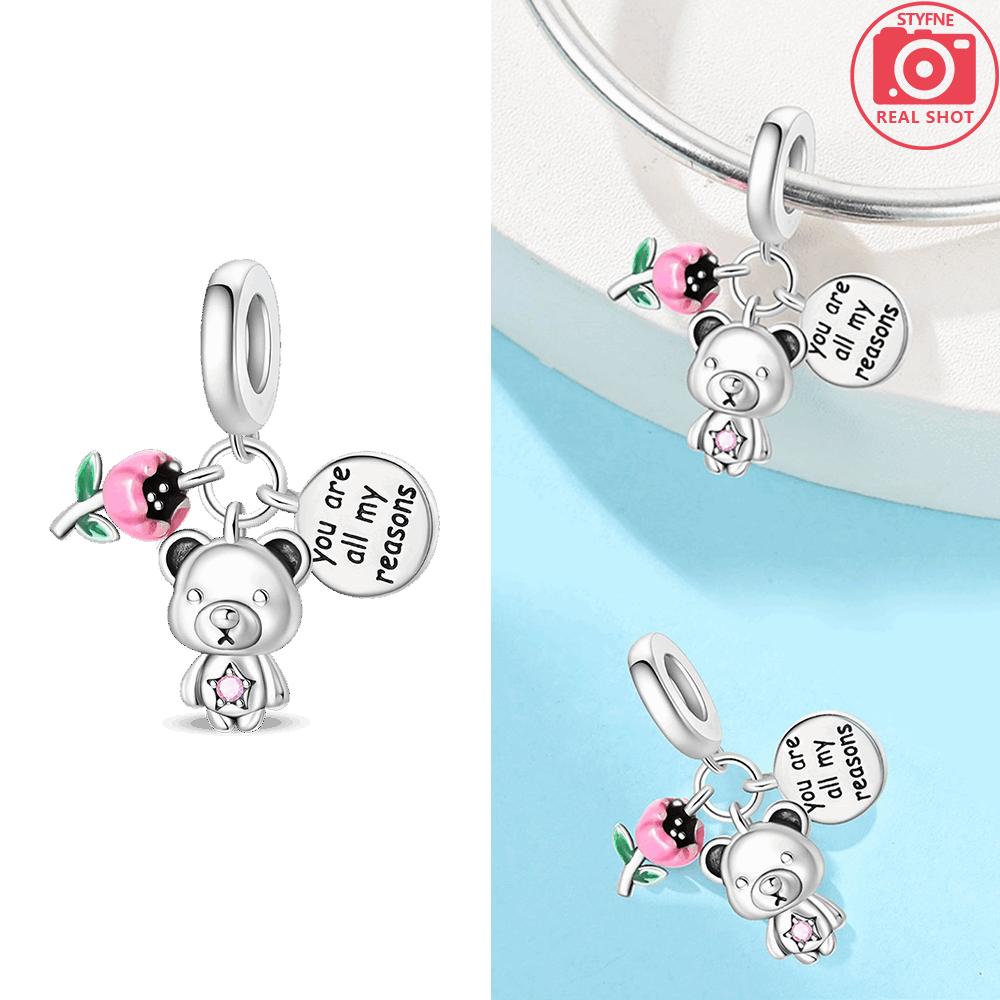 Originalcopper Blue Pendant Doctor'S Cap Pink Schoolbag Bear Pendant Bead Fit Bracelet Women Jewelry Diy Accessory Gift