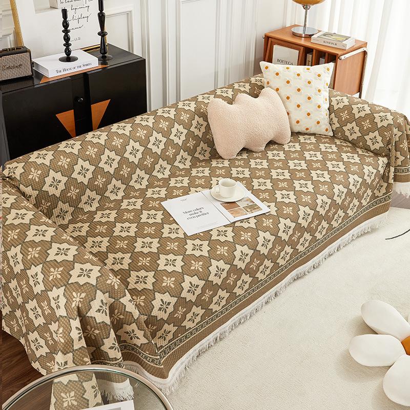 Waffle Sofa Cover Blanket Jacquard Non-slip Sofa Towel for Living Room Furniture Decor Tapestry Couch Cover Universal Sofa Towel
