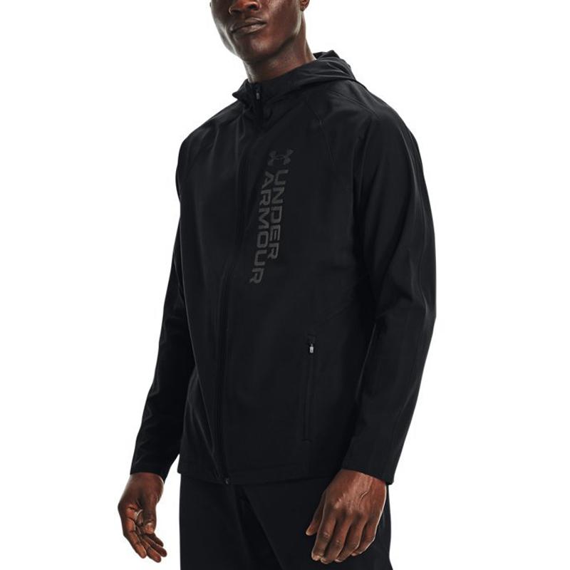 Under Armour Out The Storm Waterproof Lightweight Woven Running Jacket Men Black 1361502-001