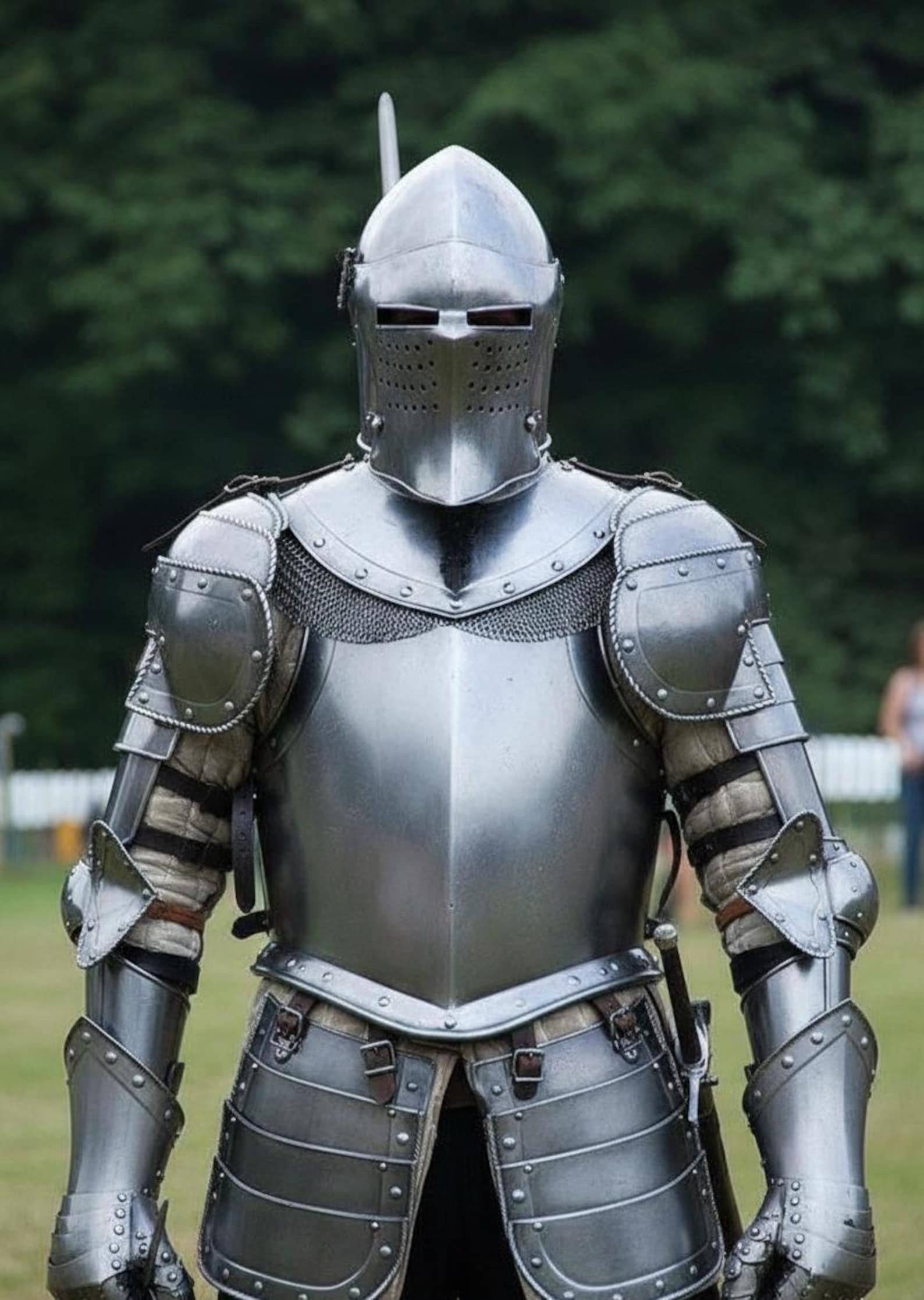 Full Steel Knight Armor Suit with Chainmail Milanese Medieval Armor LARP Cosplay Costume