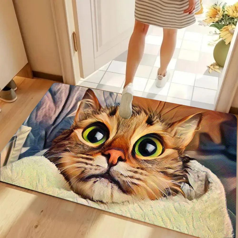 Funny Cat 3D Hole Carpet Welcome Floor Mat Cartoon Animal Rug for Home Entrance Decoration Door Mat Welcome Mat Kitchen Mat