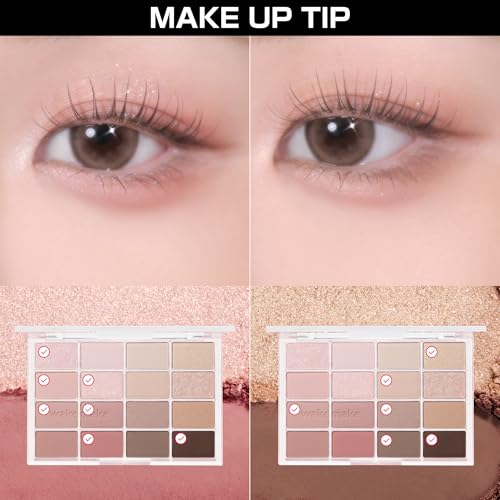 Wakemake Soft Blurring Eye Palette 26, Muted Rose Blurring, Gewinner des Best Cosmetics Awards, 16 Farben, Matt, Glitzer, Koreanische Kosmetik, Alltags-Lidschatten