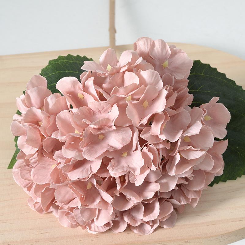 Artificial Hydrangea Single Stem with Leaves - Fake Flower for Wedding, Home, and Photography Decor