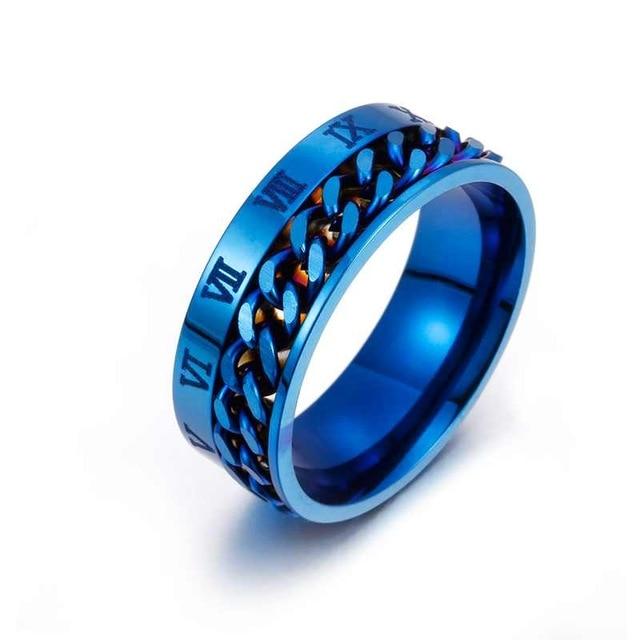 Anello Rotante Antistress da Dito Catena in Acciaio Inossidabile Uomo Classico Roma Senso di Potere Digitale Regalo