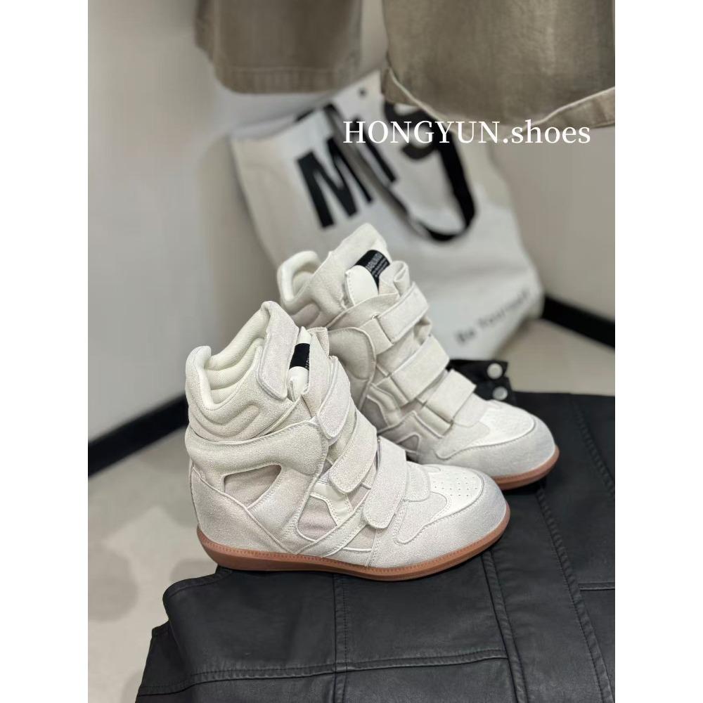 Hongyun~ Absatzschuhe aus Leder mit dicker Sohle zur Größensteigerung mit einem Samtleder-Pedal sind ein Muss für kleine koreanische Mädchen