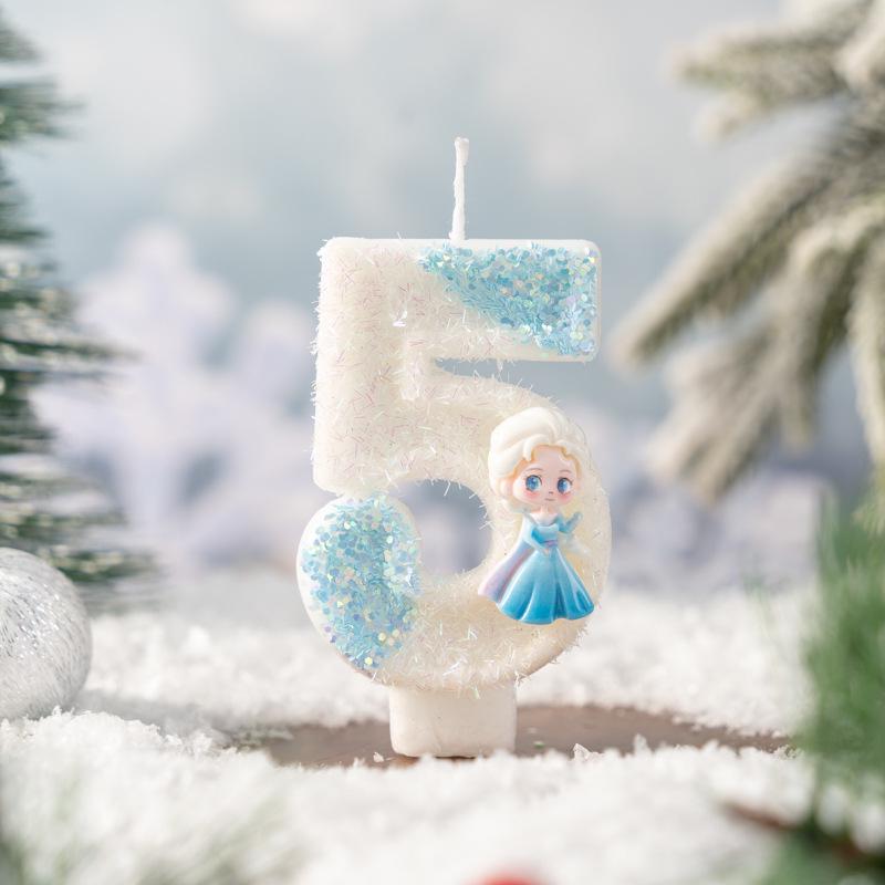 Charming Cartoon Princess Number Candles 0-9 for Christmas Decorations