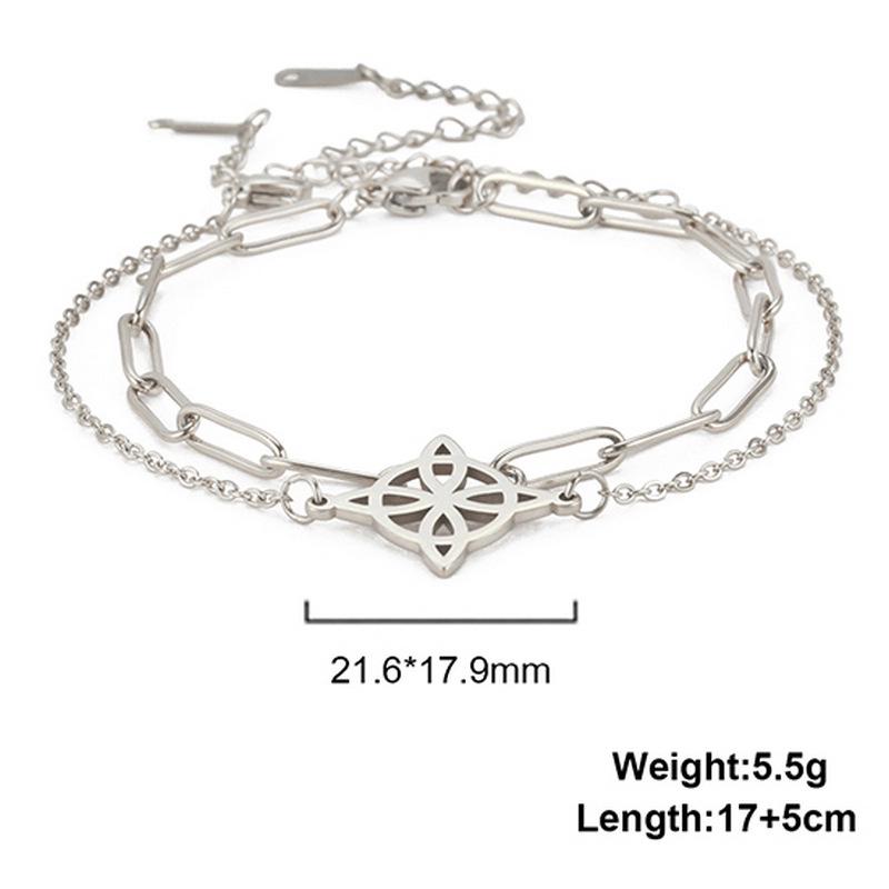 Trendy Adjustable Double Layer Witch Knot Bracelet for Women - Stainless Steel Hand Jewelry
